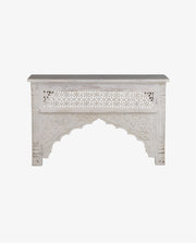 Vintage White Carved Mango Wood Console Table