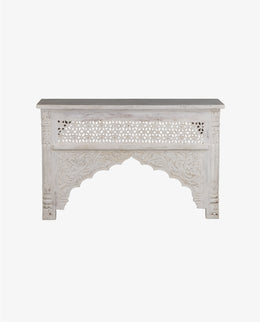 Vintage White Carved Mango Wood Console Table