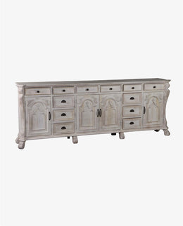 Vintage Style Mango Wood Sideboard | 4 Door, 12 Drawer Storage Cabinet