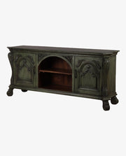 Hand Carved Mango Wood Plasma TV Cabinet | 2 Door Rustic Entertainment Unit