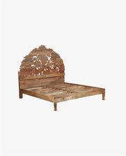 Handcrafted Mango Wood Bed | Rustic Sandblasted Wooden Bed Frame