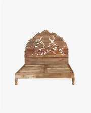Handcrafted Mango Wood Bed | Rustic Sandblasted Wooden Bed Frame