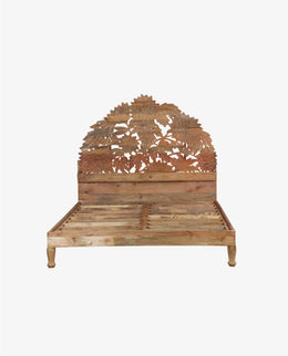 Handcrafted Mango Wood Bed | Rustic Sandblasted Wooden Bed Frame