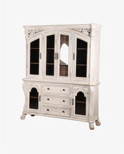 Grand 6-Door Mango Wood Display Hutch & Sideboard | Antique White