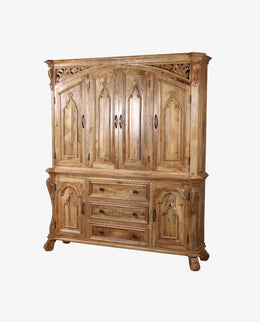 Traditional 6-Door Mango Wood Storage Cabinet | Warm Natural Finish