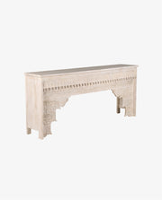 White Hand-Carved Mango Wood Console Table